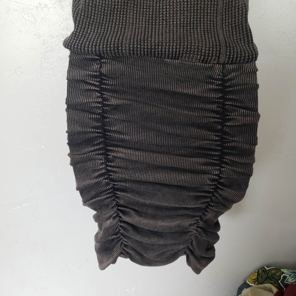 Free People One NWT Women's XS Katya Washed Black Bodycon Dress Waffle Knit - Picture 6 of 9